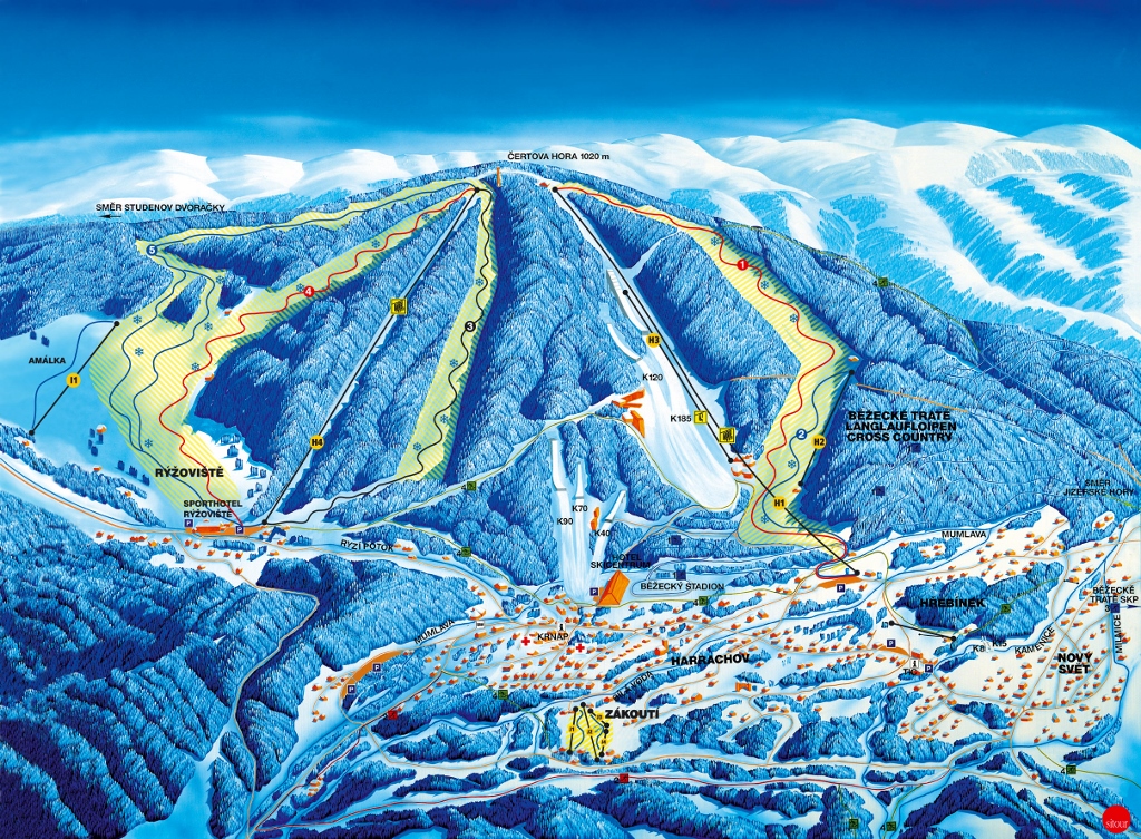 Harrachov mapa sjezdovek